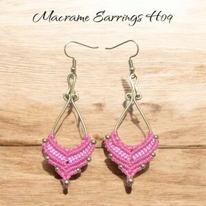 Pink Macrame Earrings